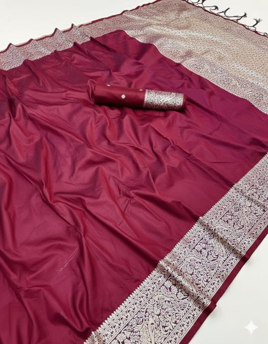 Pure Soft Banarasi Silk Galla Pallu Saree