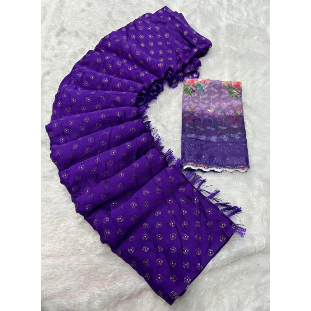Charming Women's Printed Brasso Saree With Blouse Piece