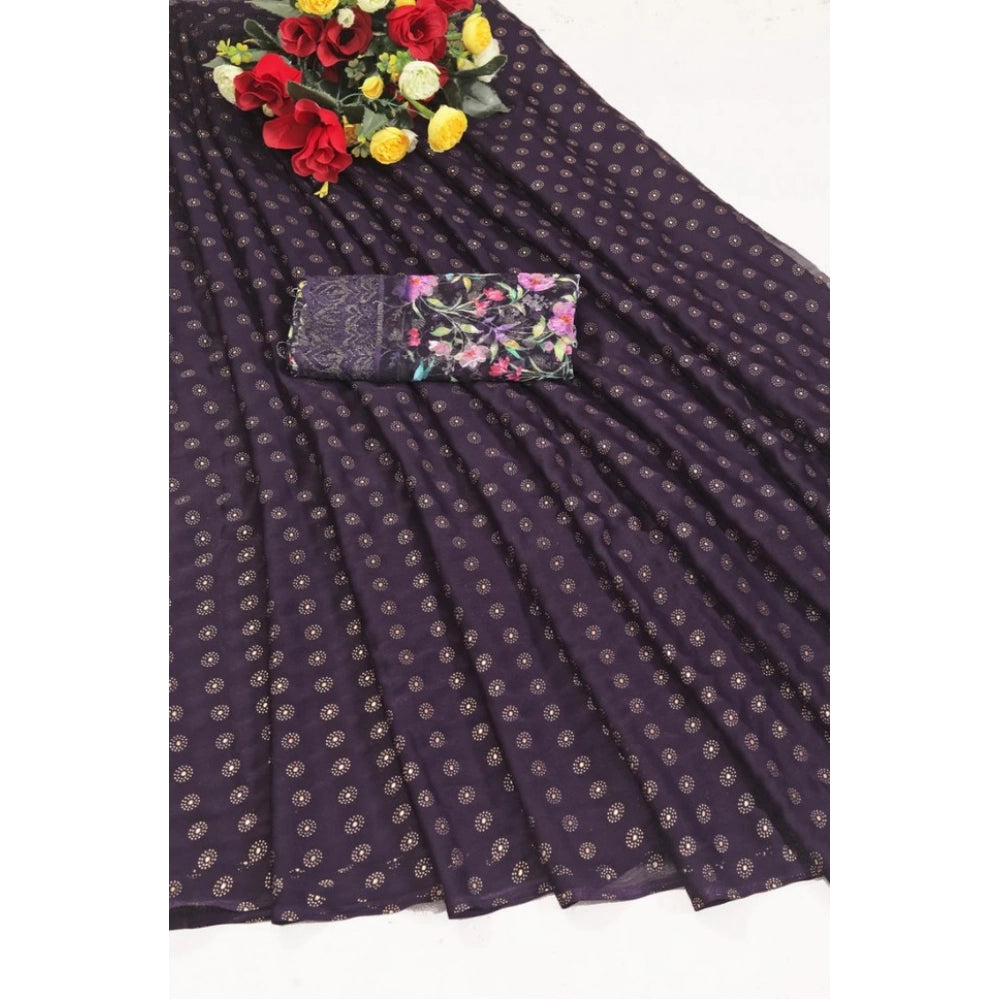 Charming Women's Printed Brasso Saree With Blouse Piece