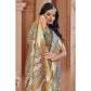 Gracious Women's Printed Cotton Linen Saree With Blouse Piece