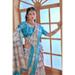 Gracious Women's Printed Cotton Linen Saree With Blouse Piece