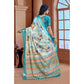 Gracious Women's Printed Cotton Linen Saree With Blouse Piece