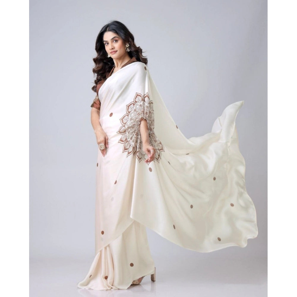 Elegant Kaftan Style Soft Crepe Silk Printed Ready To Wear Saree With Blouse Piece