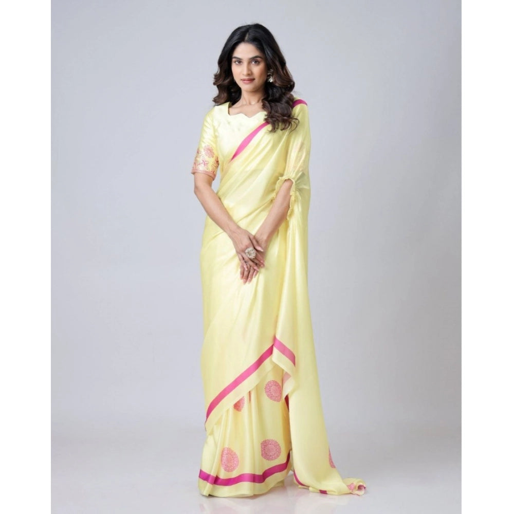 Elegant Kaftan Style Soft Crepe Silk Printed Ready To Wear Saree With Blouse Piece