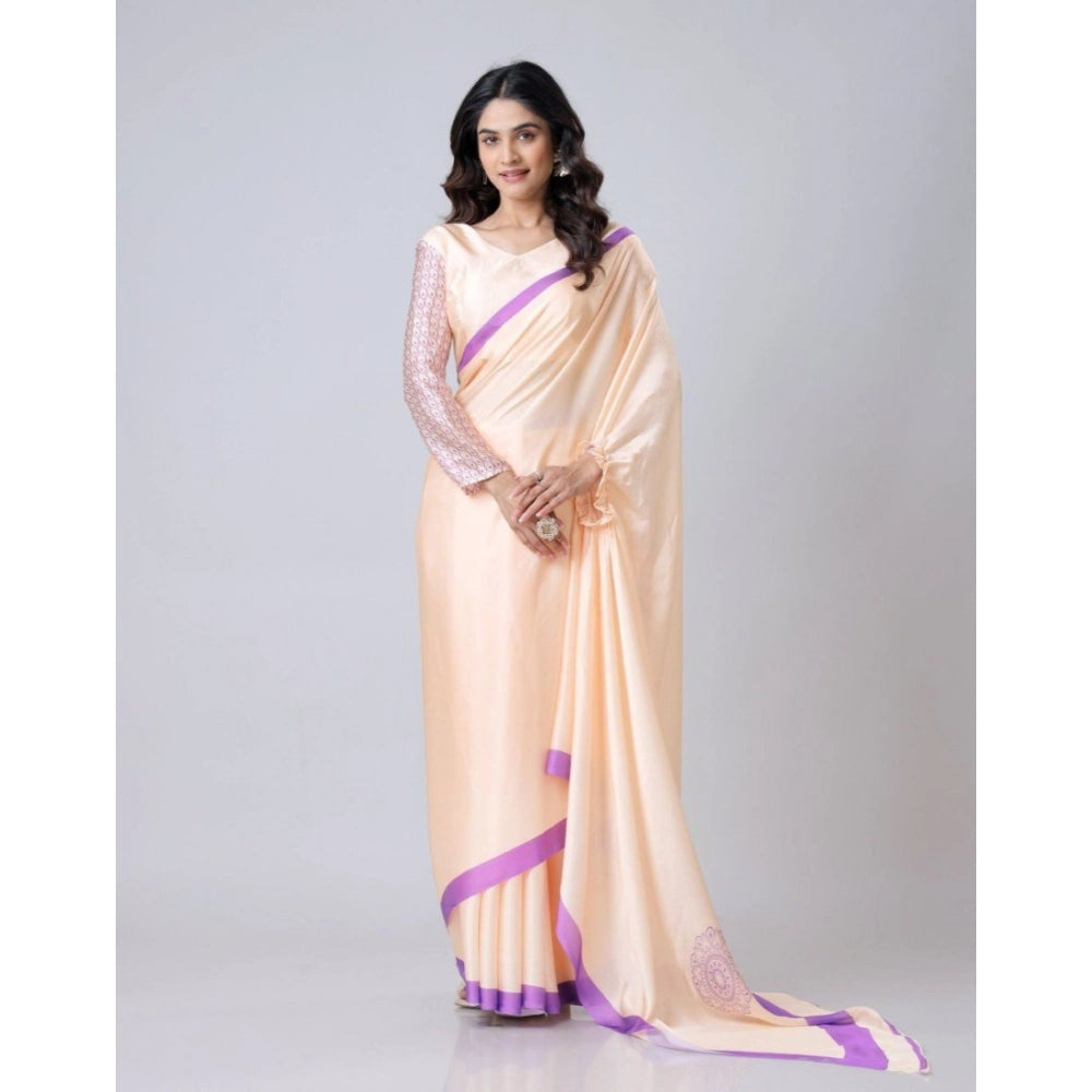 Elegant Kaftan Style Soft Crepe Silk Printed Ready To Wear Saree With Blouse Piece