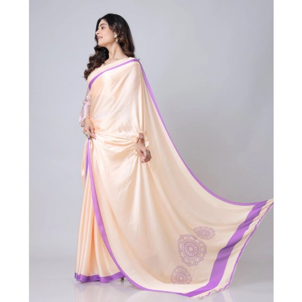 Elegant Kaftan Style Soft Crepe Silk Printed Ready To Wear Saree With Blouse Piece