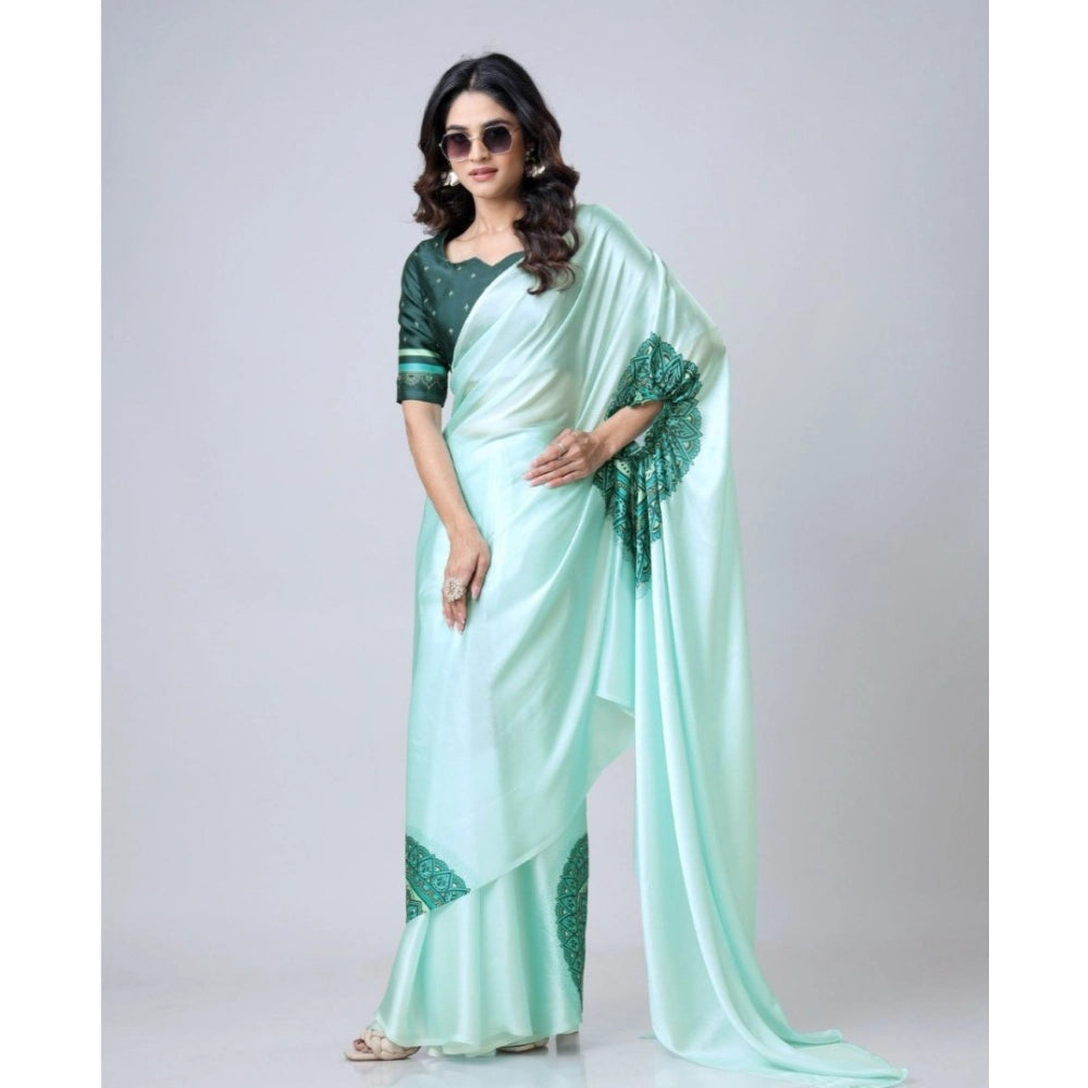 Elegant Kaftan Style Soft Crepe Silk Printed Ready To Wear Saree With Blouse Piece
