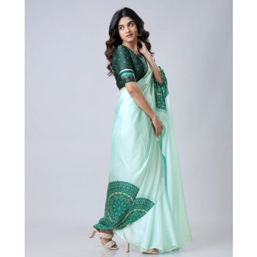 Elegant Kaftan Style Soft Crepe Silk Printed Ready To Wear Saree With Blouse Piece