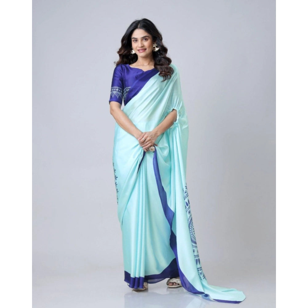 Elegant Kaftan Style Soft Crepe Silk Printed Ready To Wear Saree With Blouse Piece