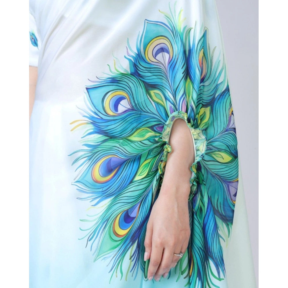 Elegant Kaftan Style Soft Crepe Silk Printed Ready To Wear Saree With Blouse Piece