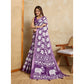 Glorious Women's Silk Blend Printed Saree With Blouse Piece