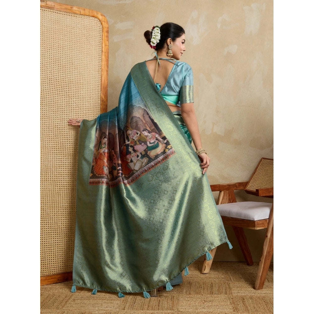 Incredible Women's Silk Printed Saree With Blouse Piece