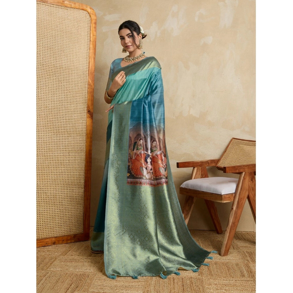 Incredible Women's Silk Printed Saree With Blouse Piece