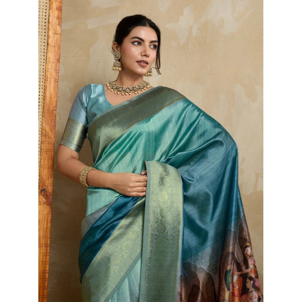 Incredible Women's Silk Printed Saree With Blouse Piece
