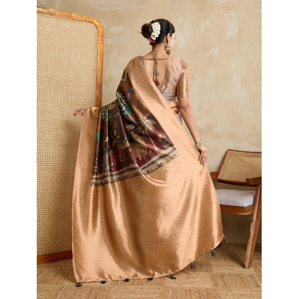 Incredible Women's Silk Printed Saree With Blouse Piece