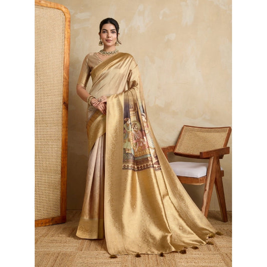Incredible Women's Silk Printed Saree With Blouse Piece