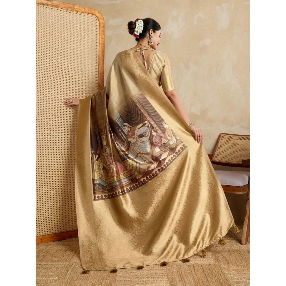 Incredible Women's Silk Printed Saree With Blouse Piece