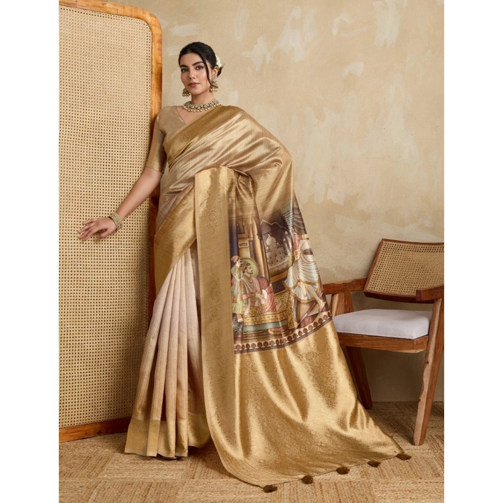 Incredible Women's Silk Printed Saree With Blouse Piece