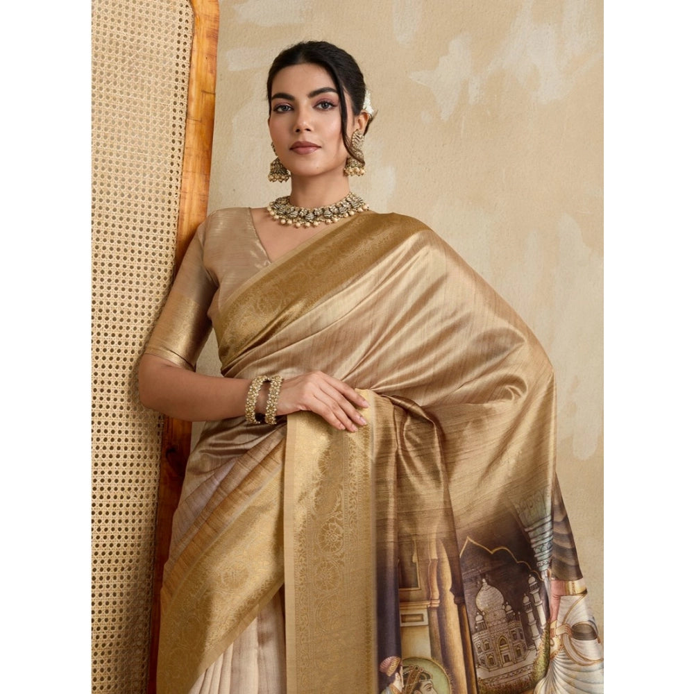 Incredible Women's Silk Printed Saree With Blouse Piece