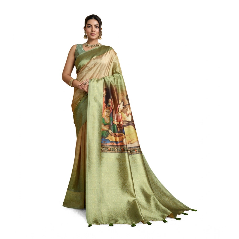 Incredible Women's Silk Printed Saree With Blouse Piece