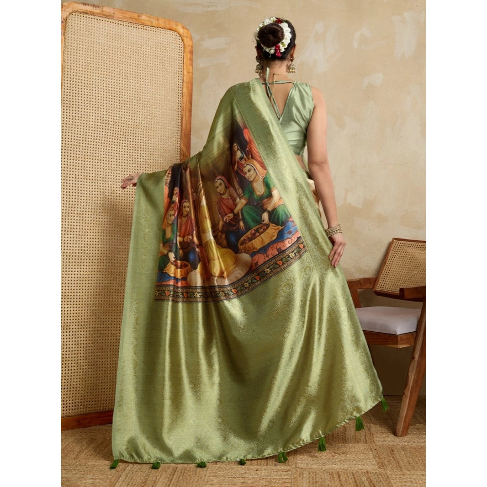 Incredible Women's Silk Printed Saree With Blouse Piece
