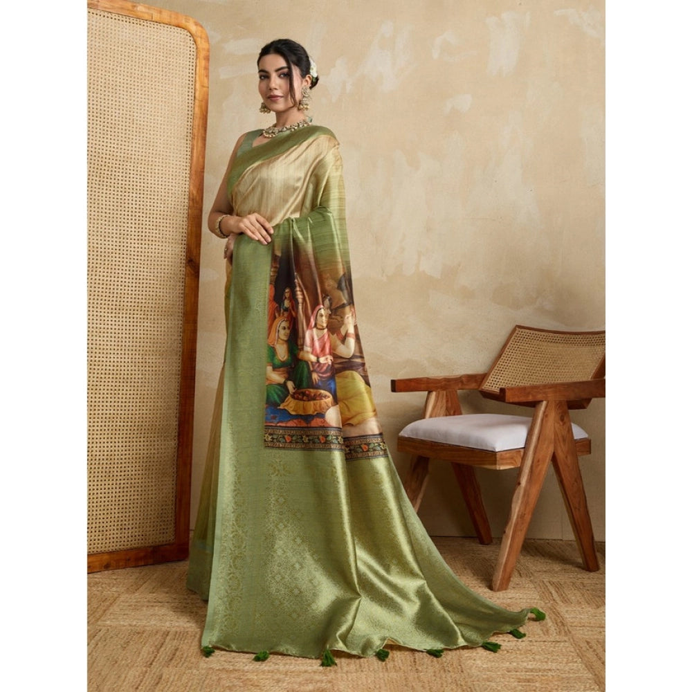 Incredible Women's Silk Printed Saree With Blouse Piece