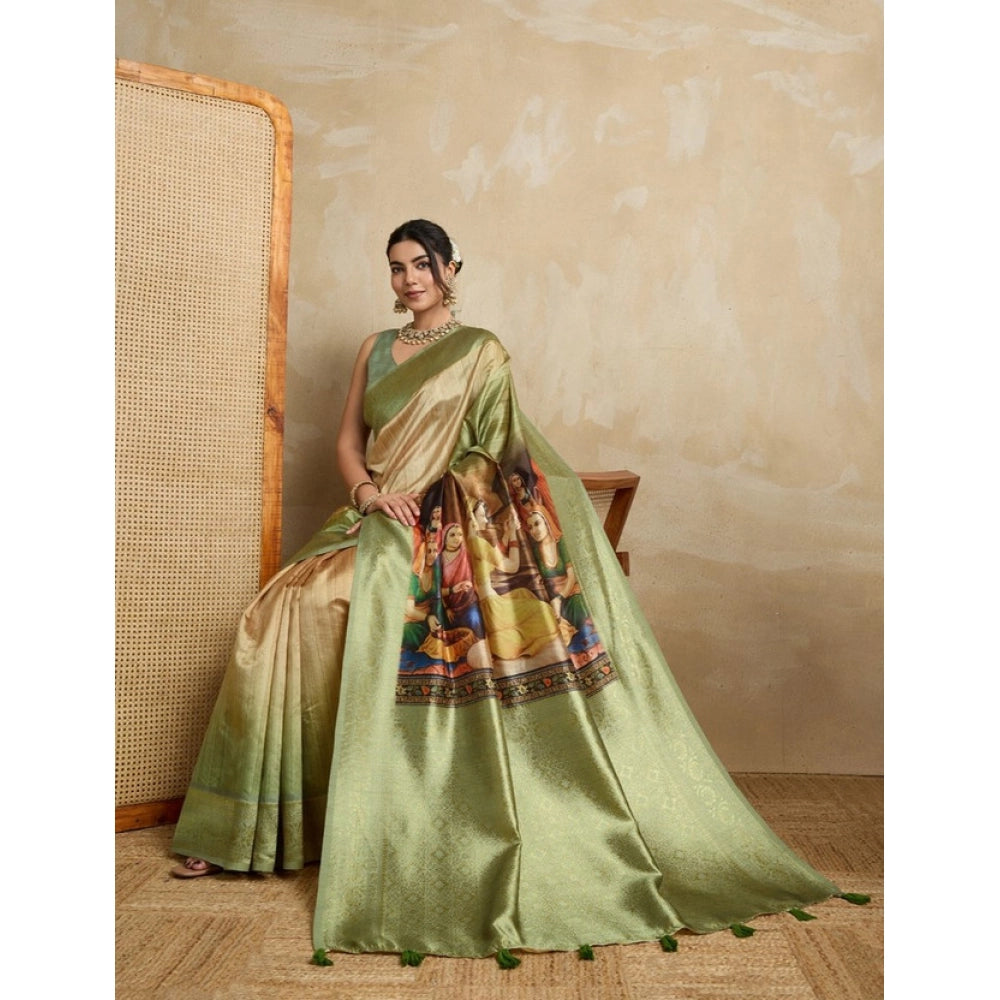 Incredible Women's Silk Printed Saree With Blouse Piece