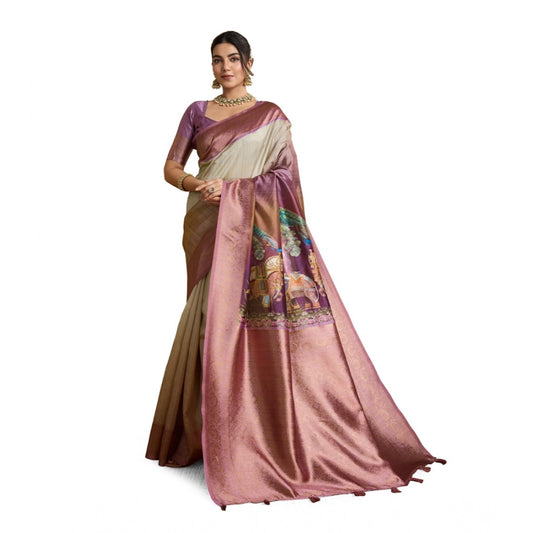 Incredible Women's Silk Printed Saree With Blouse Piece