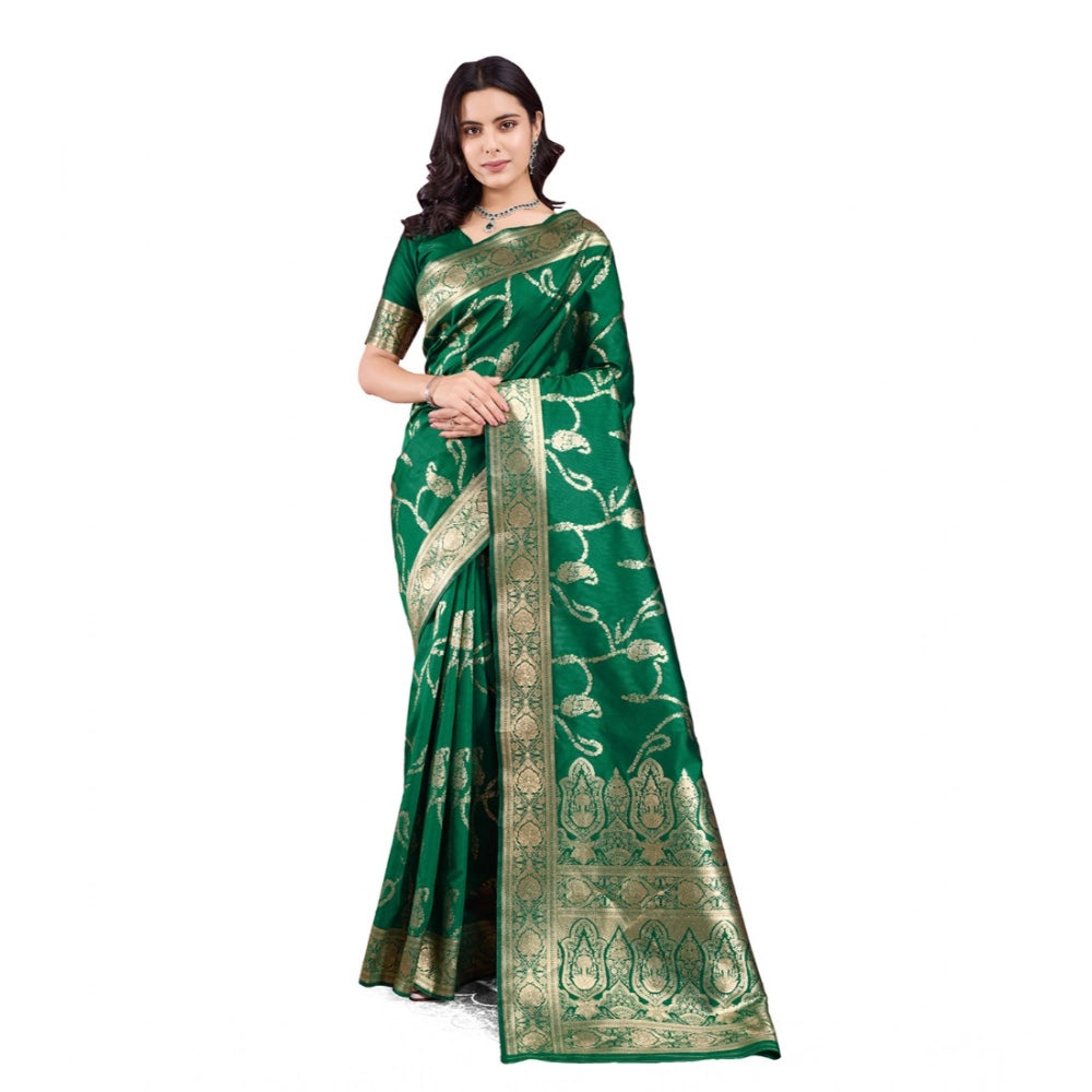 Sophisticated Women's Banarasi Silk Printed Saree With Blouse Piece