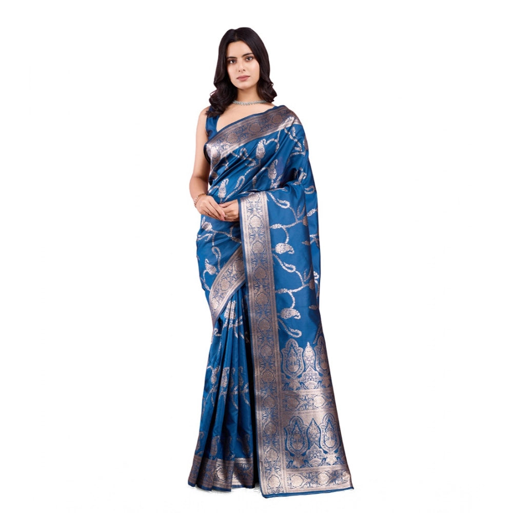 Sophisticated Women's Banarasi Silk Printed Saree With Blouse Piece