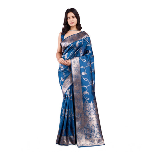 Sophisticated Women's Banarasi Silk Printed Saree With Blouse Piece