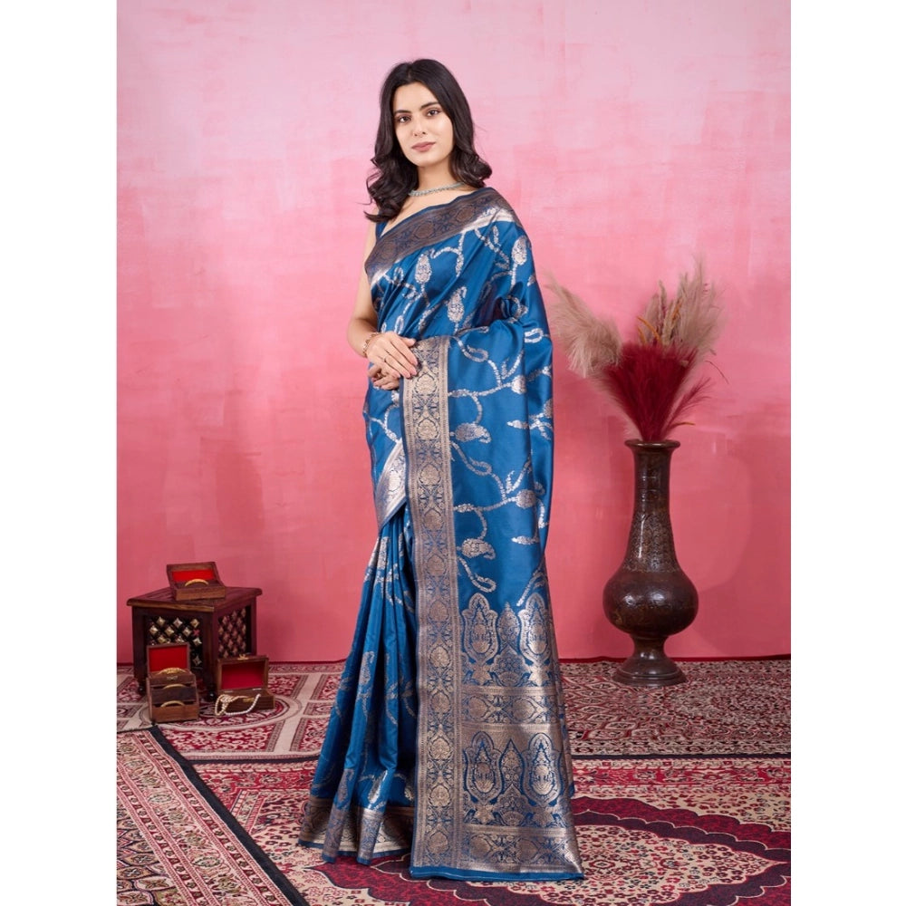 Sophisticated Women's Banarasi Silk Printed Saree With Blouse Piece