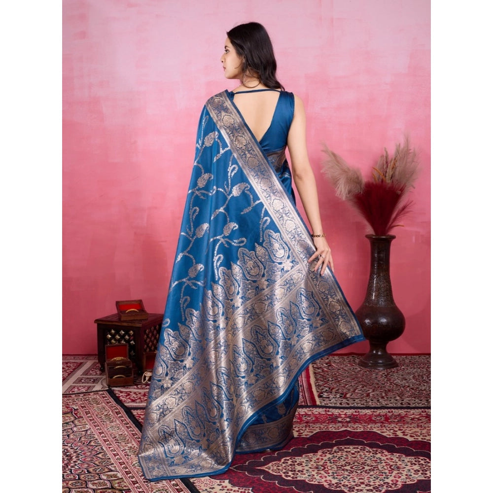 Sophisticated Women's Banarasi Silk Printed Saree With Blouse Piece