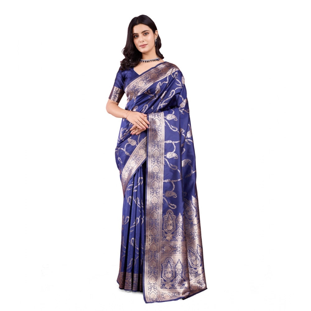 Sophisticated Women's Banarasi Silk Printed Saree With Blouse Piece