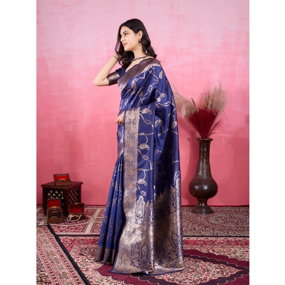 Sophisticated Women's Banarasi Silk Printed Saree With Blouse Piece