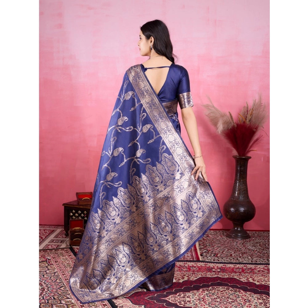 Sophisticated Women's Banarasi Silk Printed Saree With Blouse Piece