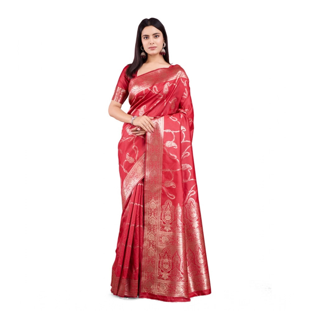 Sophisticated Women's Banarasi Silk Printed Saree With Blouse Piece