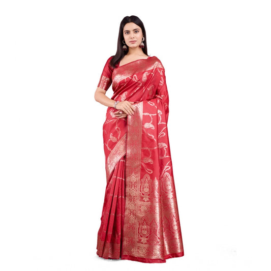 Sophisticated Women's Banarasi Silk Printed Saree With Blouse Piece