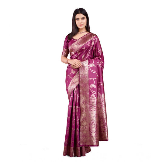 Sophisticated Women's Banarasi Silk Printed Saree With Blouse Piece