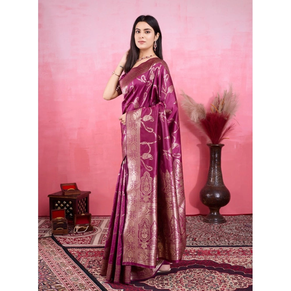 Sophisticated Women's Banarasi Silk Printed Saree With Blouse Piece