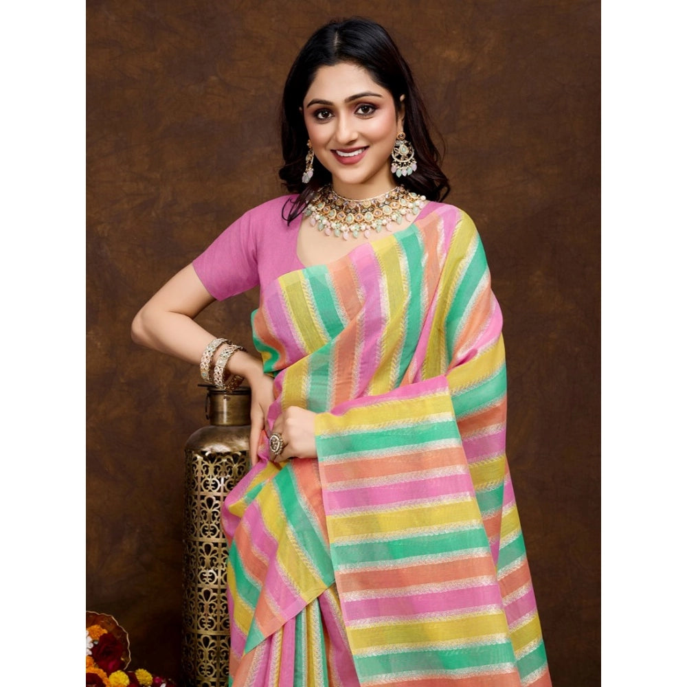 Superb Women's Cotton Blended Printed Saree With Blouse Piece