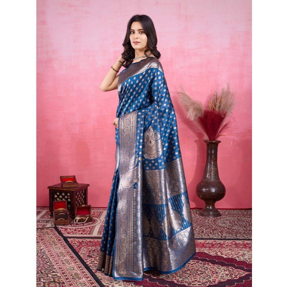 Sophisticated Women's Banarasi Silk Printed Saree With Blouse Piece
