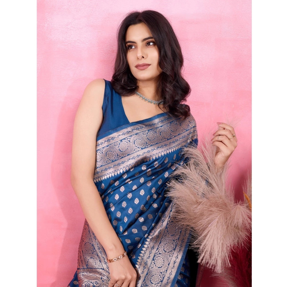 Sophisticated Women's Banarasi Silk Printed Saree With Blouse Piece