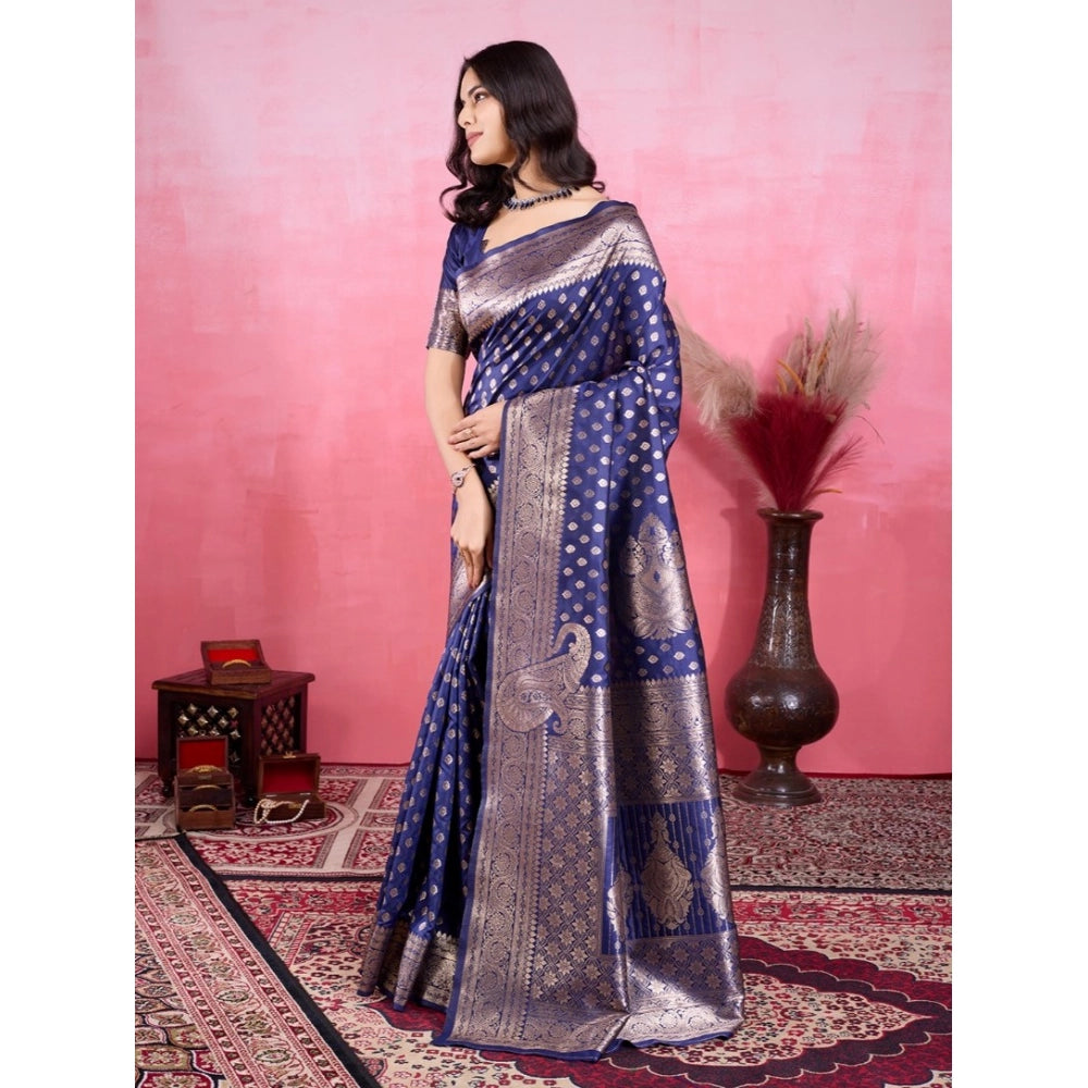 Sophisticated Women's Banarasi Silk Printed Saree With Blouse Piece