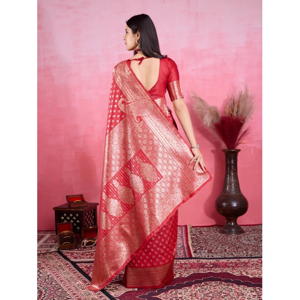 Sophisticated Women's Banarasi Silk Printed Saree With Blouse Piece