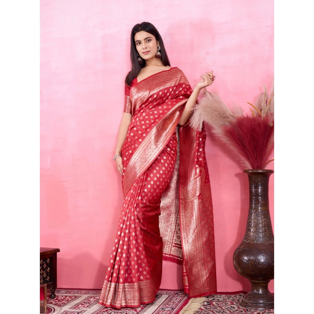 Sophisticated Women's Banarasi Silk Printed Saree With Blouse Piece