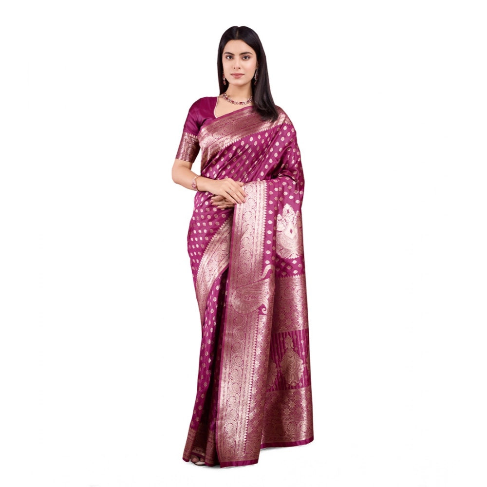 Sophisticated Women's Banarasi Silk Printed Saree With Blouse Piece
