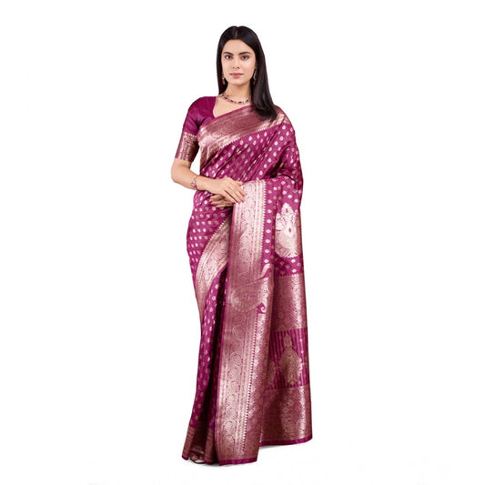 Sophisticated Women's Banarasi Silk Printed Saree With Blouse Piece