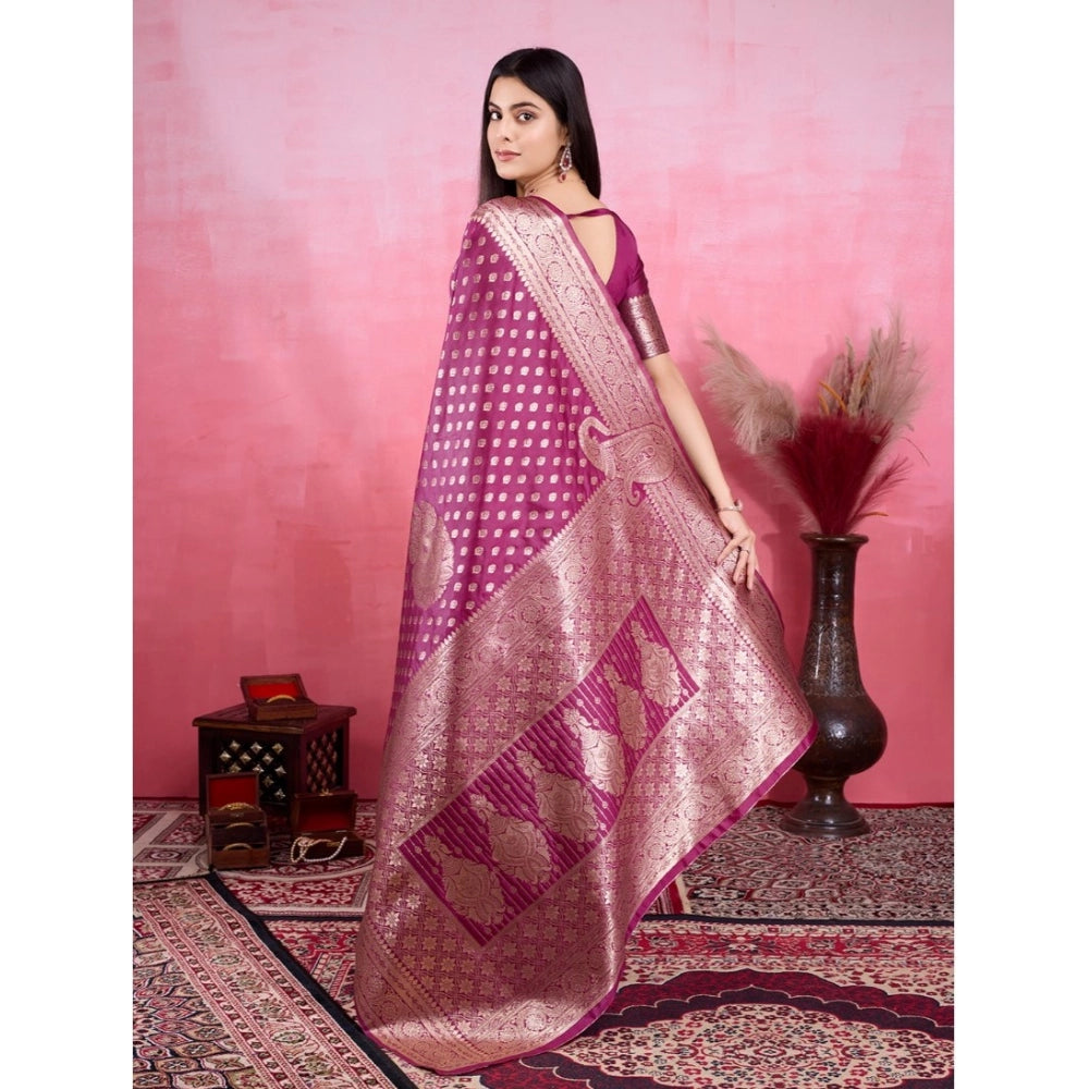 Sophisticated Women's Banarasi Silk Printed Saree With Blouse Piece