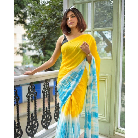 Fabulous Women's Linen Printed Saree With Blouse Piece